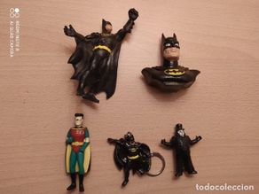 Figure di Gomma e PVC: Lote 5 figuras Batman Robin Pinguino marca bully Años 90 PVC DC Comics superheroes Gotham llavero y